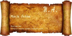 Mack Ádám névjegykártya